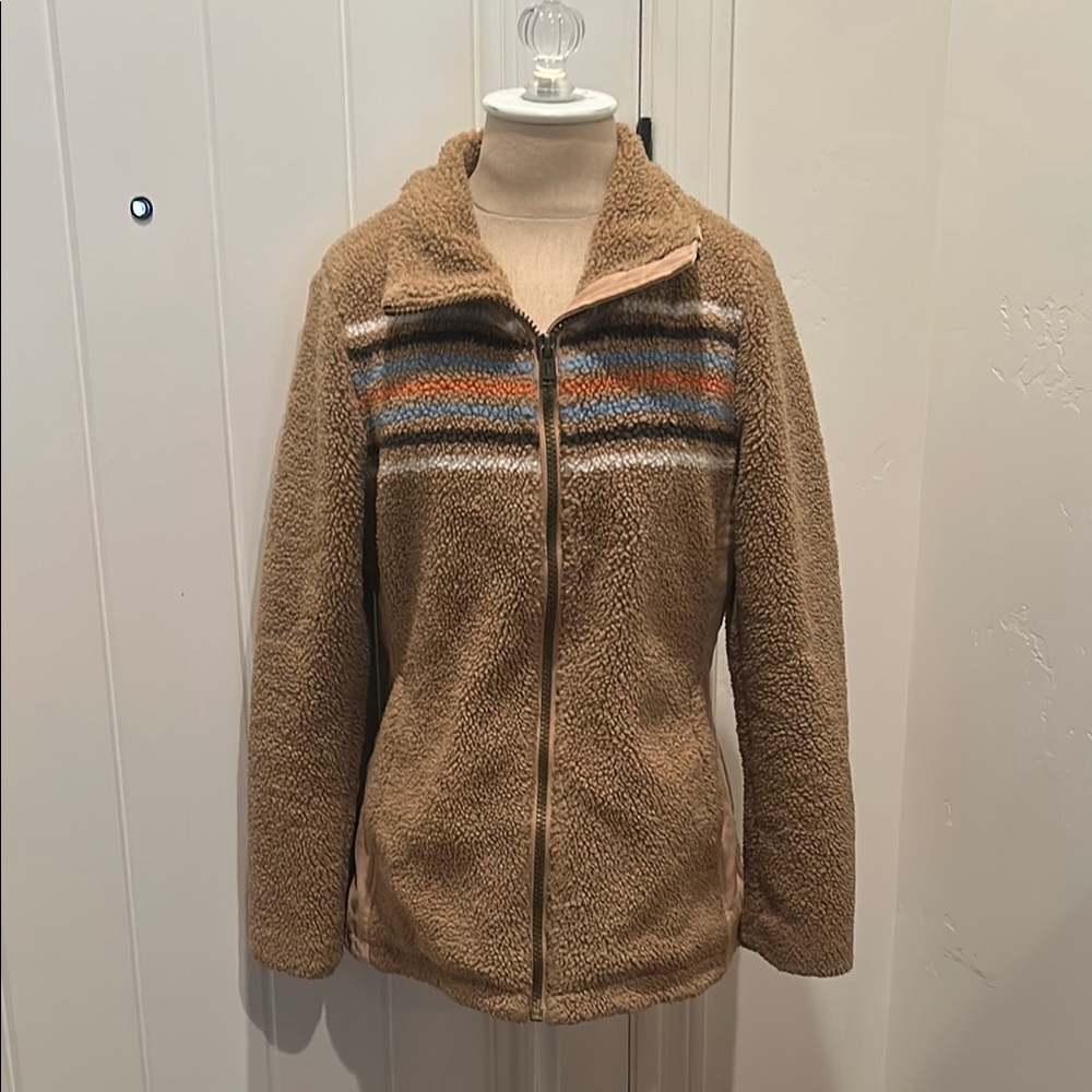 Pendleton Tan Sherpa Jacket with Striped Detail - Picture 3 of 7